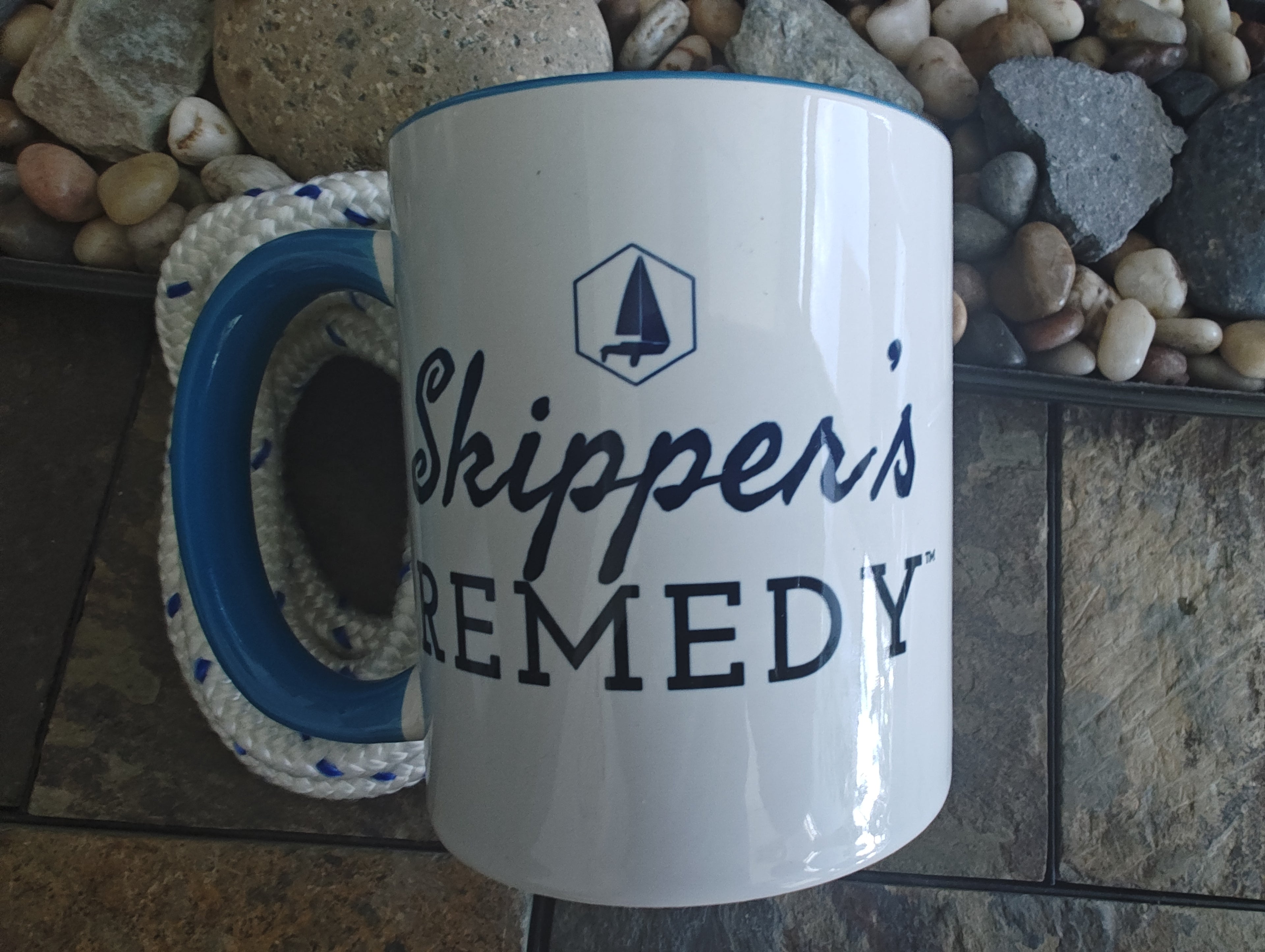 Mug with Color Inside (Sunrise sailboat watercolor)