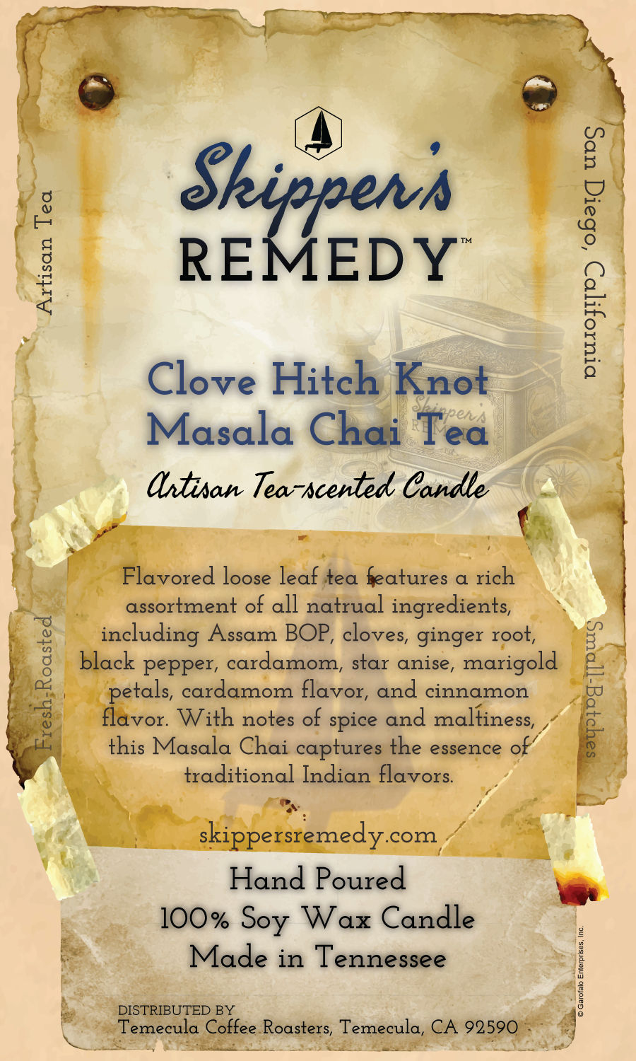 Clove Hitch Knot Masala Chai Artisan Tea and Tea-scented Candle Bundle