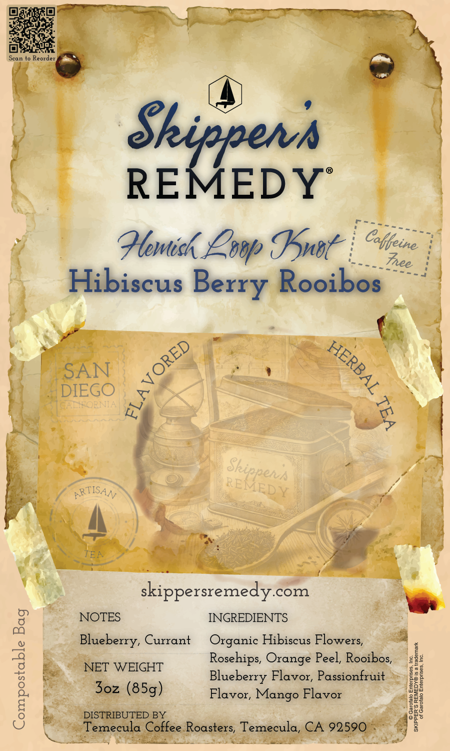 Flemish Loop Knot Hibiscus Berry Rooibos (Caffeine Free)