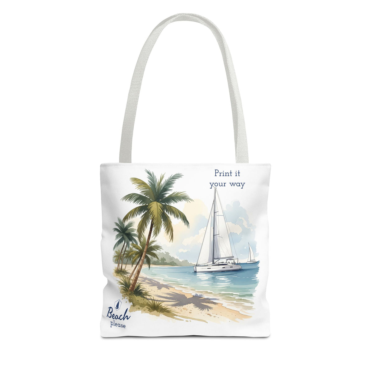 Beach Sailboat Tote Bag - Personalizable