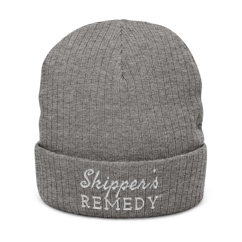Embroidered Ribbed Knit Beanie