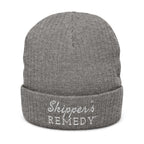 Embroidered Ribbed Knit Beanie