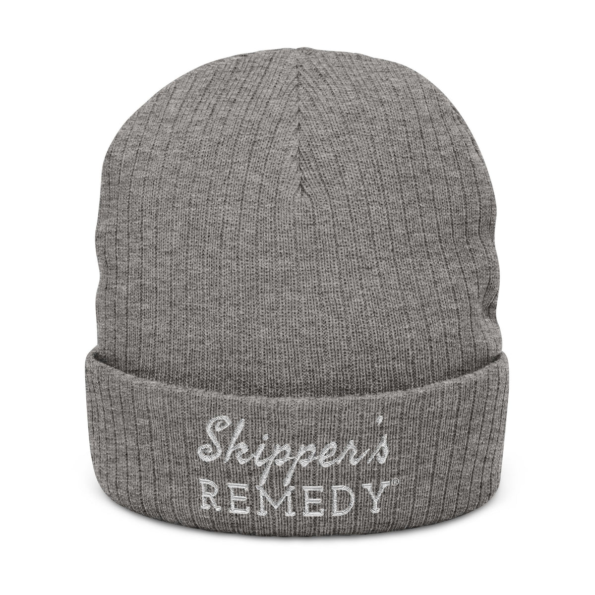 Embroidered Ribbed Knit Beanie
