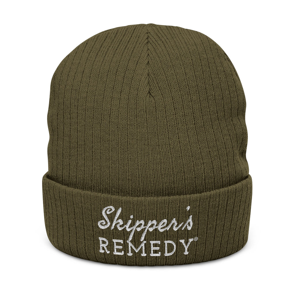 Embroidered Ribbed Knit Beanie