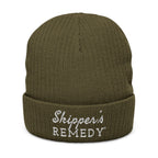 Embroidered Ribbed Knit Beanie