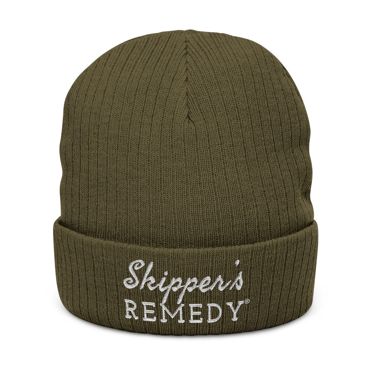 Embroidered Ribbed Knit Beanie
