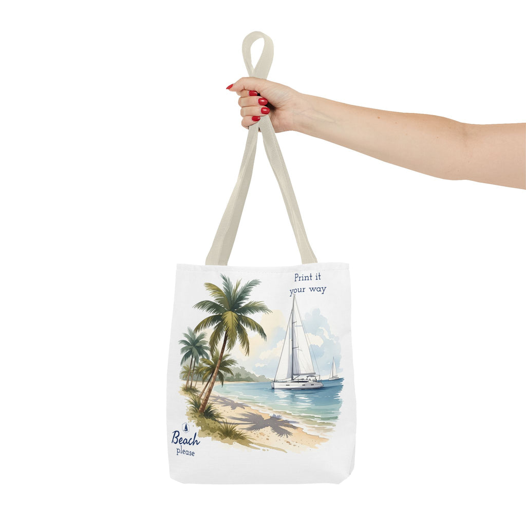 Beach Sailboat Tote Bag - Personalizable