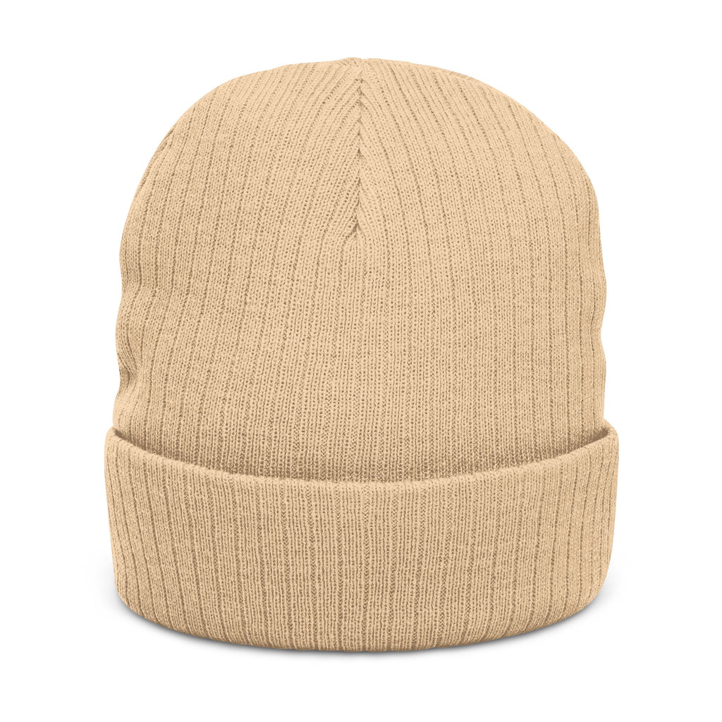 Embroidered Ribbed Knit Beanie