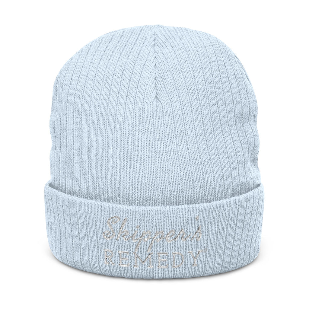 Embroidered Ribbed Knit Beanie