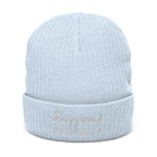 Embroidered Ribbed Knit Beanie