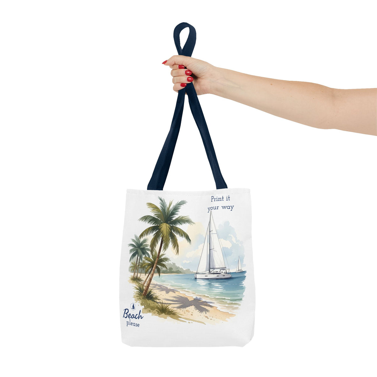 Beach Sailboat Tote Bag - Personalizable