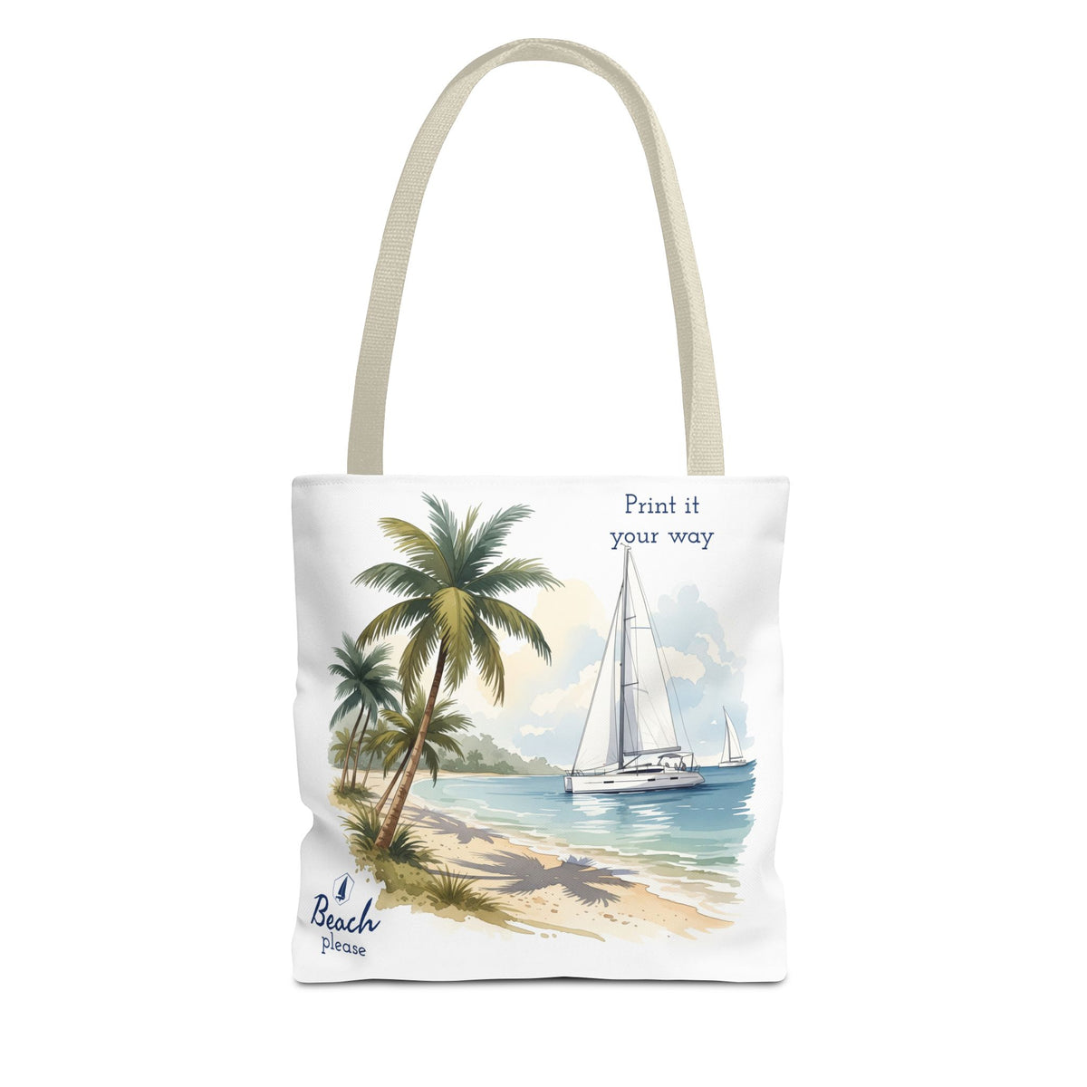 Beach Sailboat Tote Bag - Personalizable