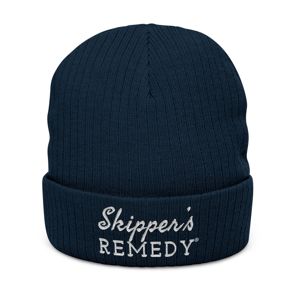 Embroidered Ribbed Knit Beanie