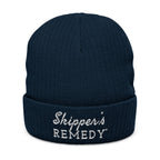 Embroidered Ribbed Knit Beanie
