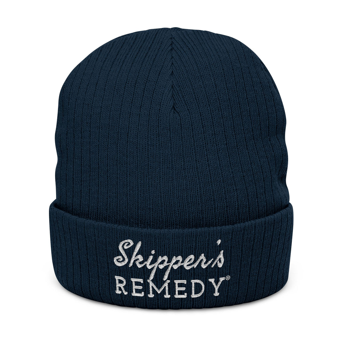Embroidered Ribbed Knit Beanie