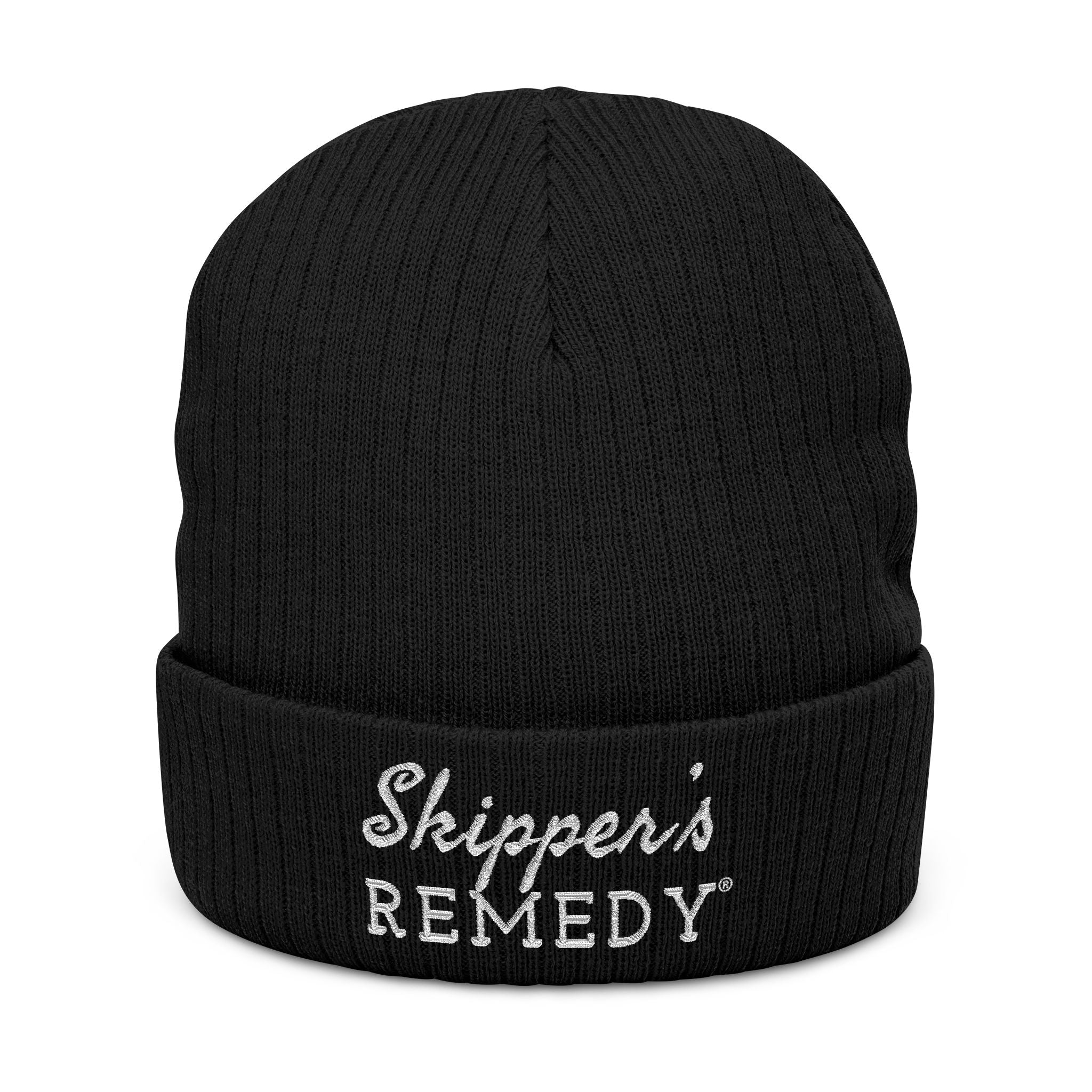 Embroidered Ribbed Knit Beanie