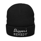 Embroidered Ribbed Knit Beanie