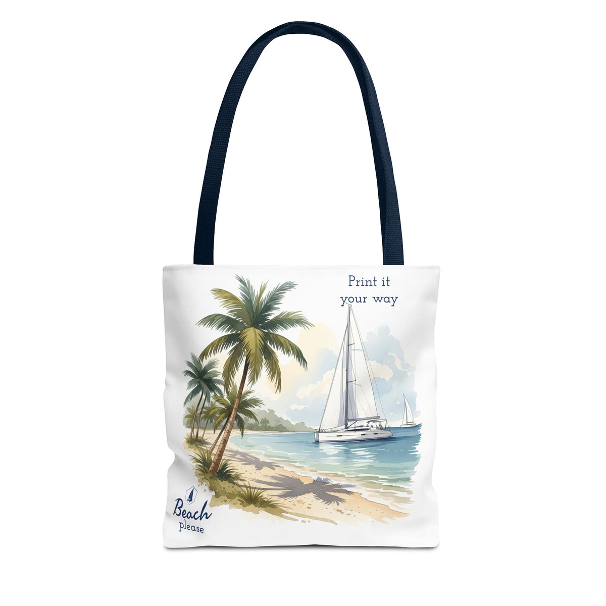 Beach Sailboat Tote Bag - Personalizable