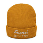 Embroidered Ribbed Knit Beanie