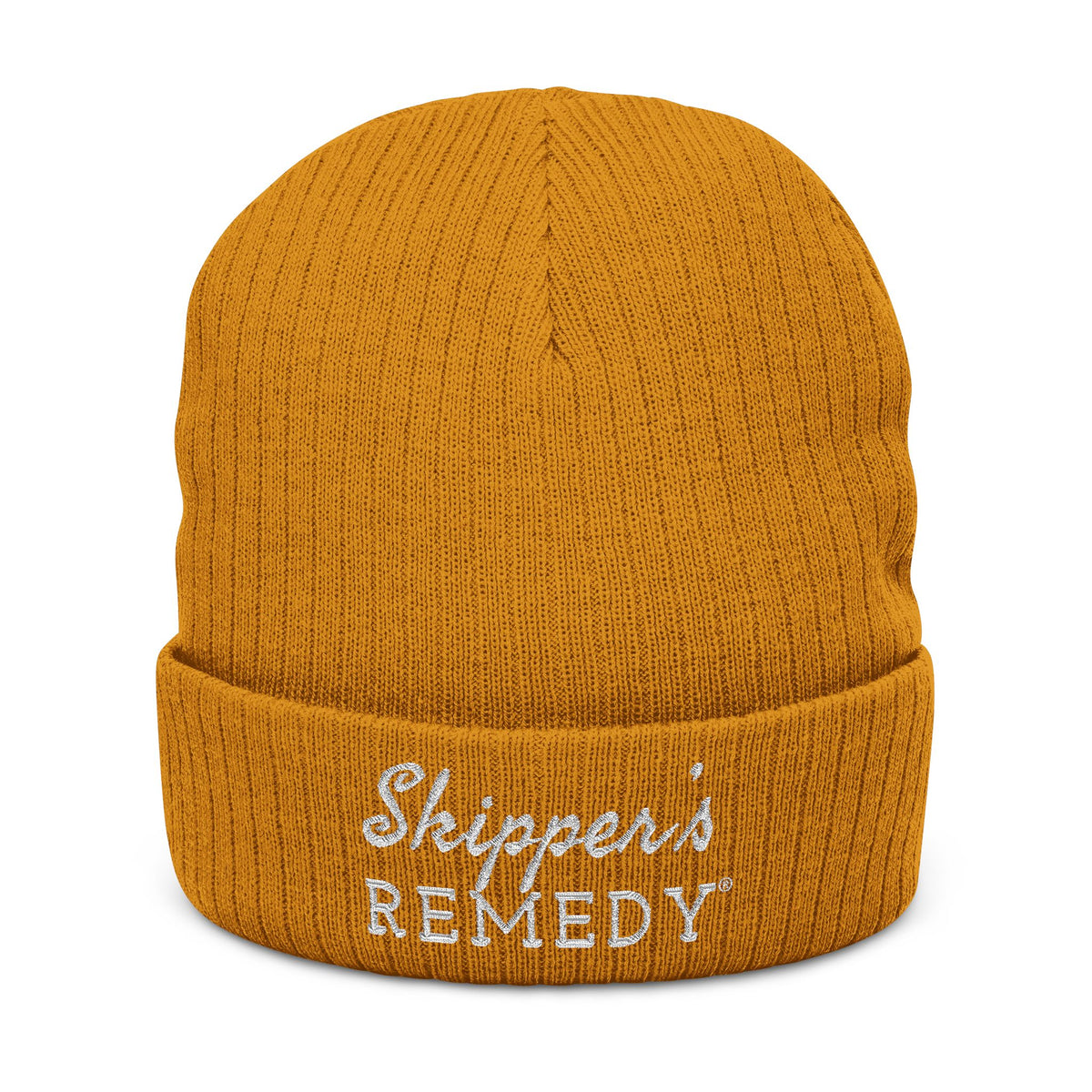 Embroidered Ribbed Knit Beanie