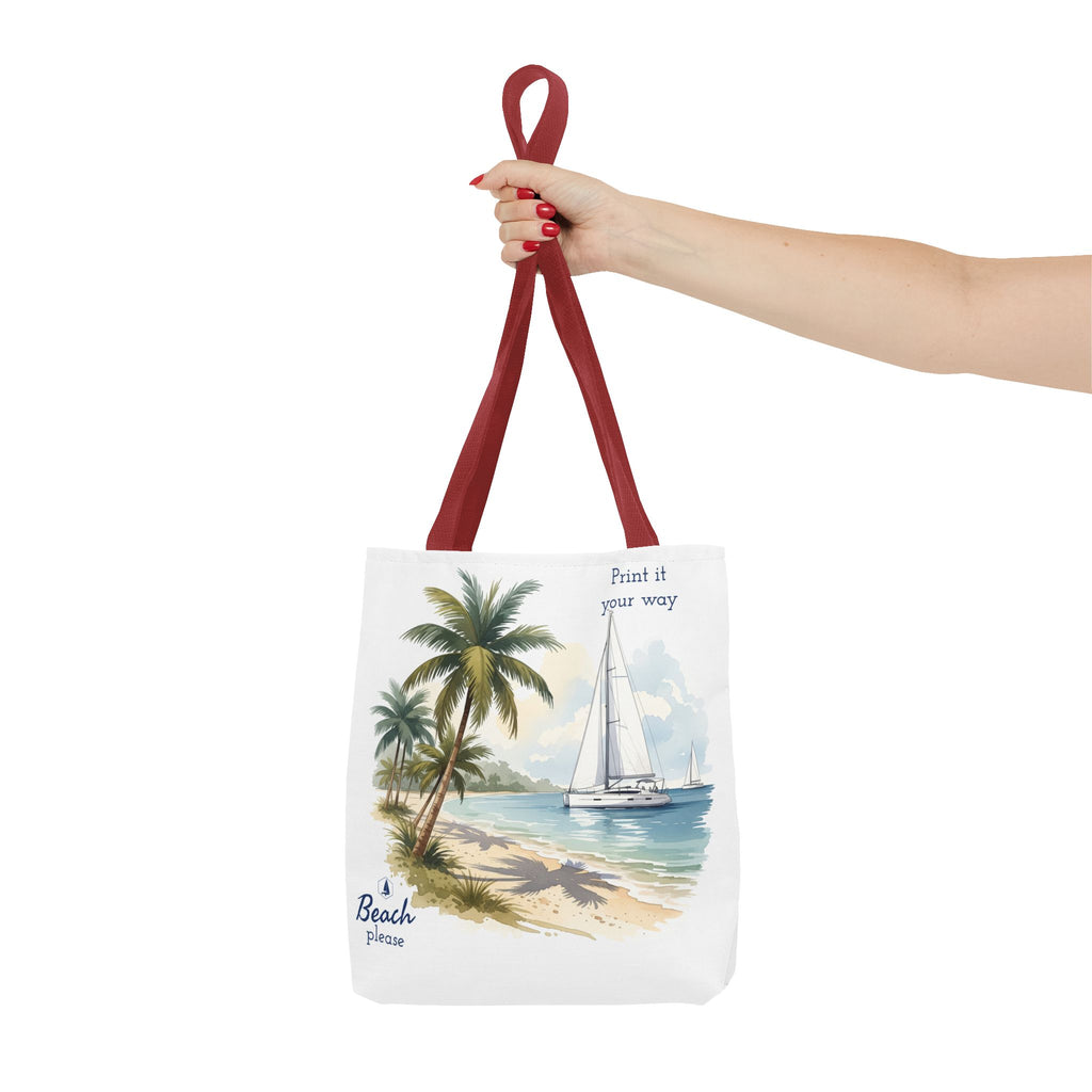 Beach Sailboat Tote Bag - Personalizable