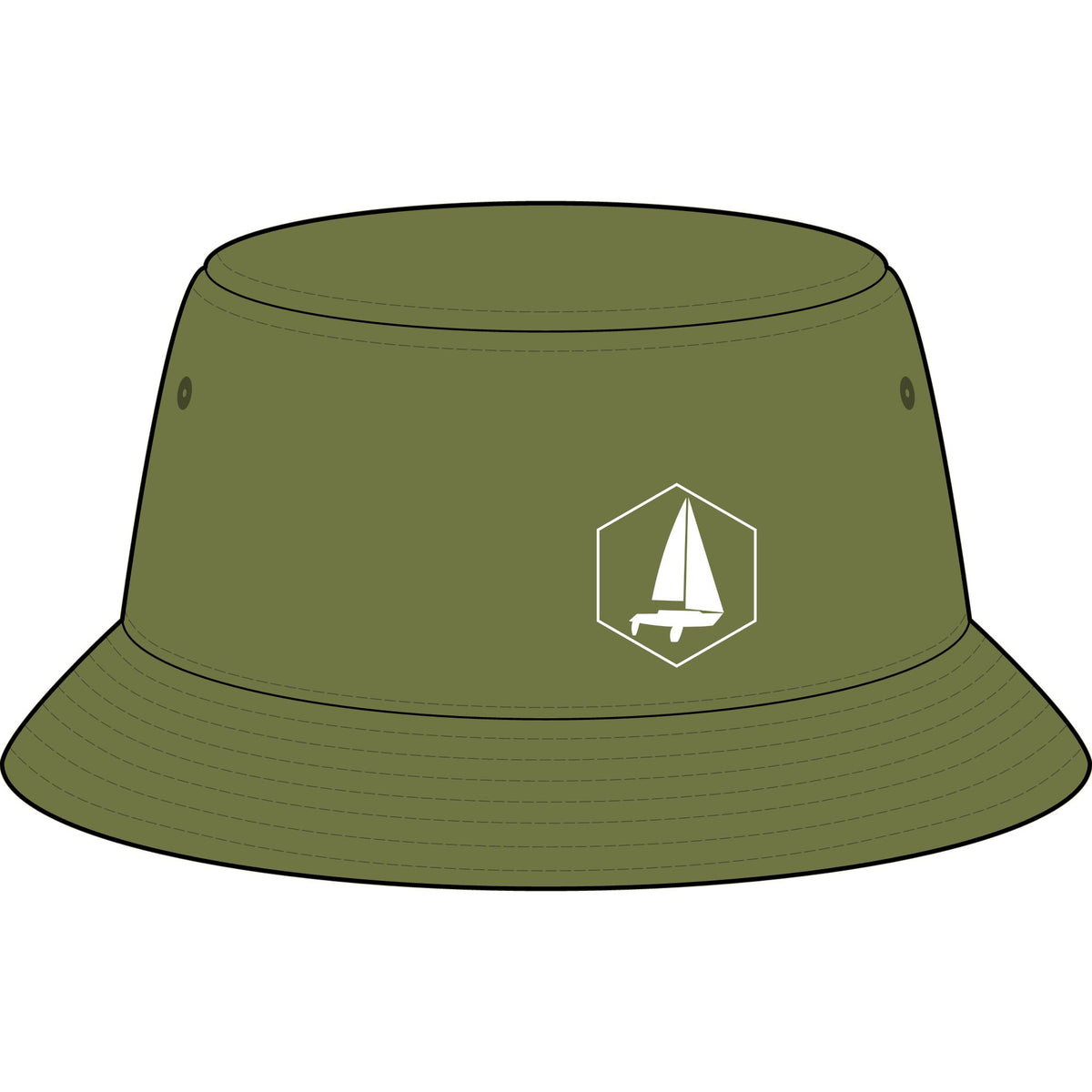 Sailboat Emblem - Nylon Bucket Hat