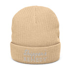 Embroidered Ribbed Knit Beanie