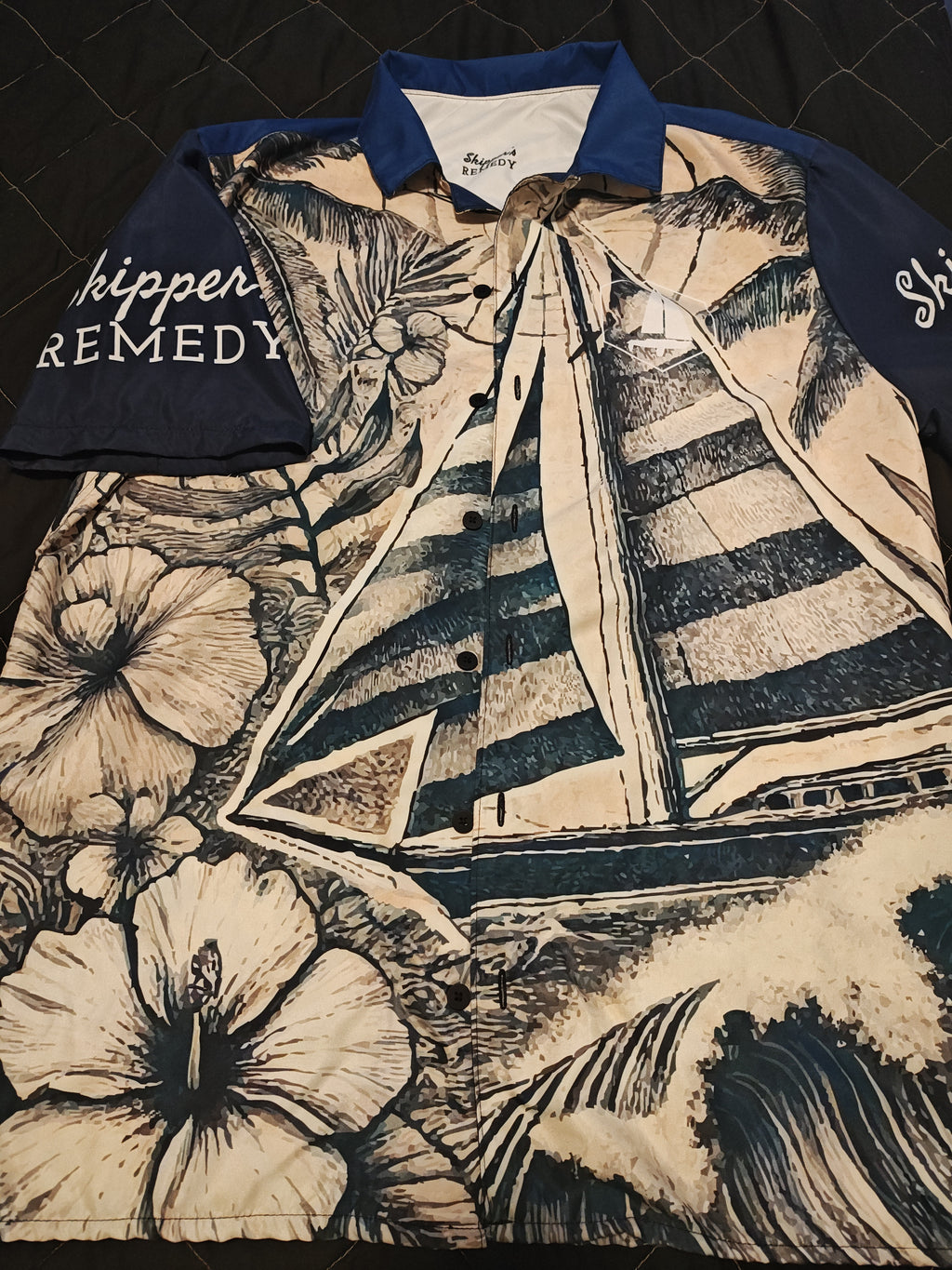 Skipper's Remedy Aloha sailboat - Unisex button shirt
