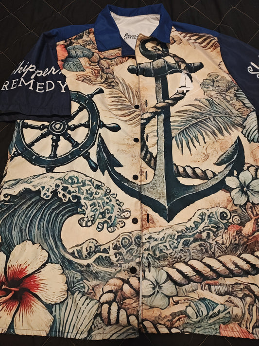 Skipper's Remedy Aloha anchor - Unisex button shirt