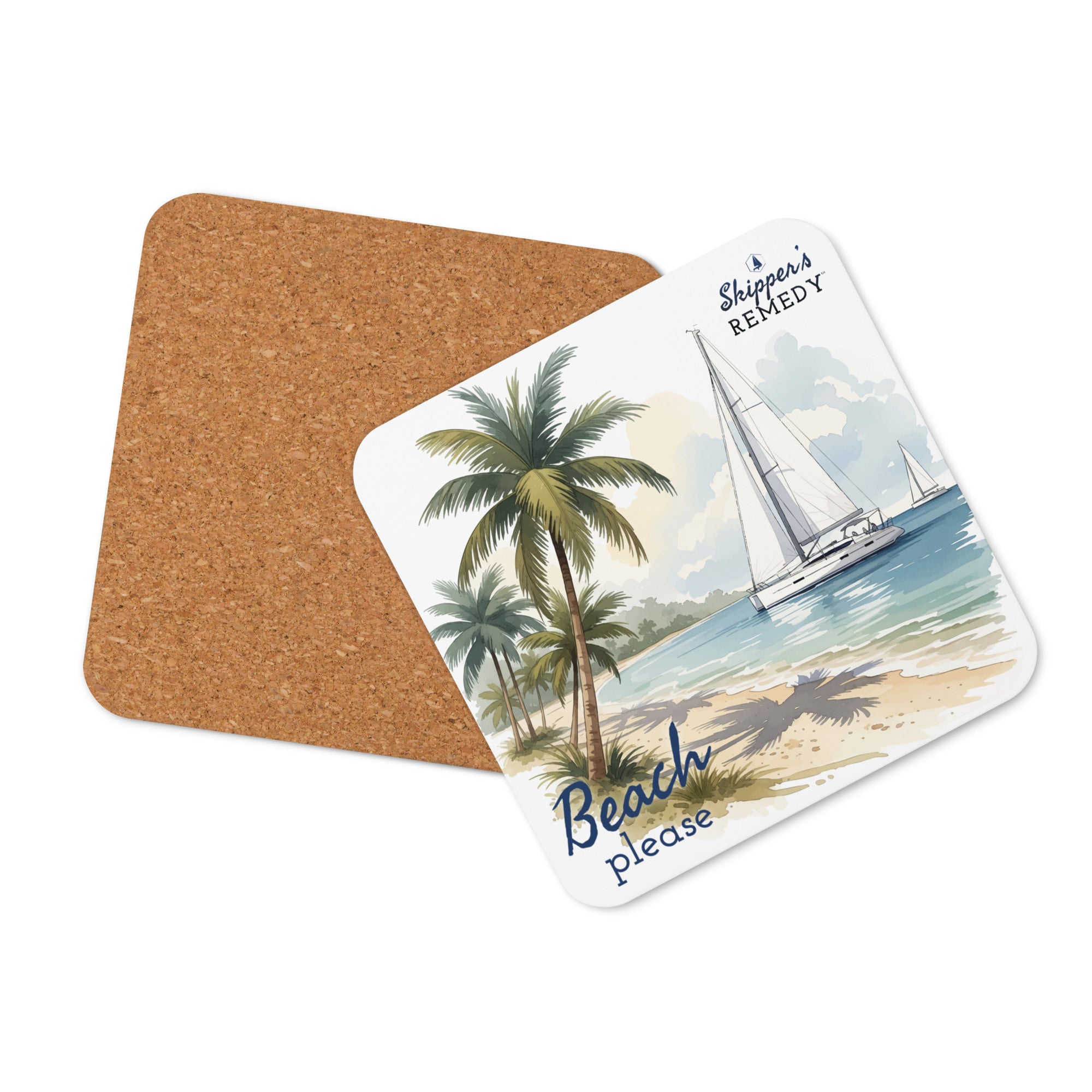 Cork-back coaster (Beach please)