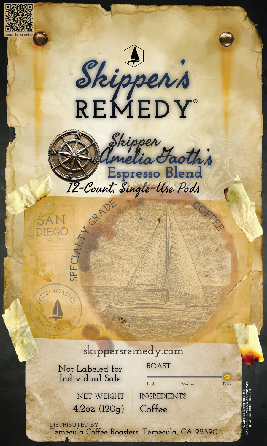 Skipper Amelia Gaoth's Espresso Blend [12 Single-Use Pods]